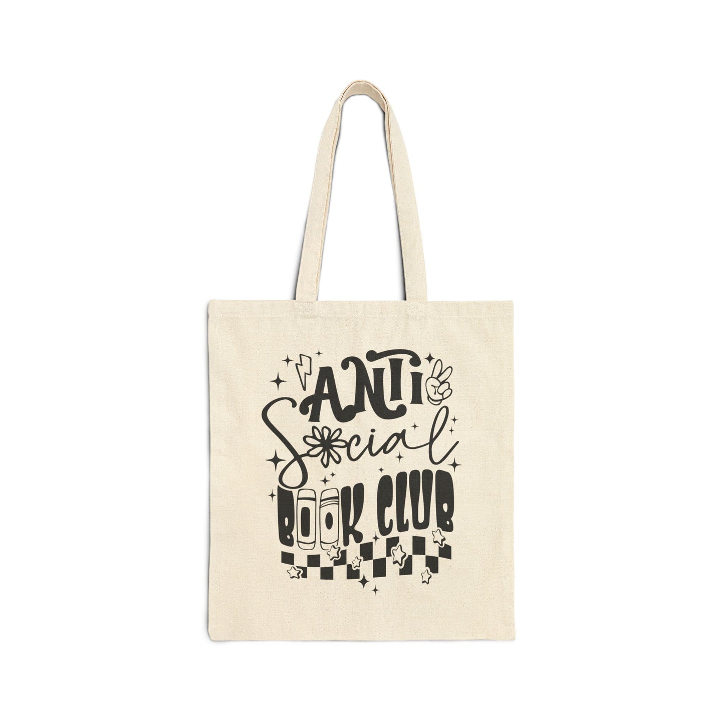 Reusable tote bag for book lovers with a literary design