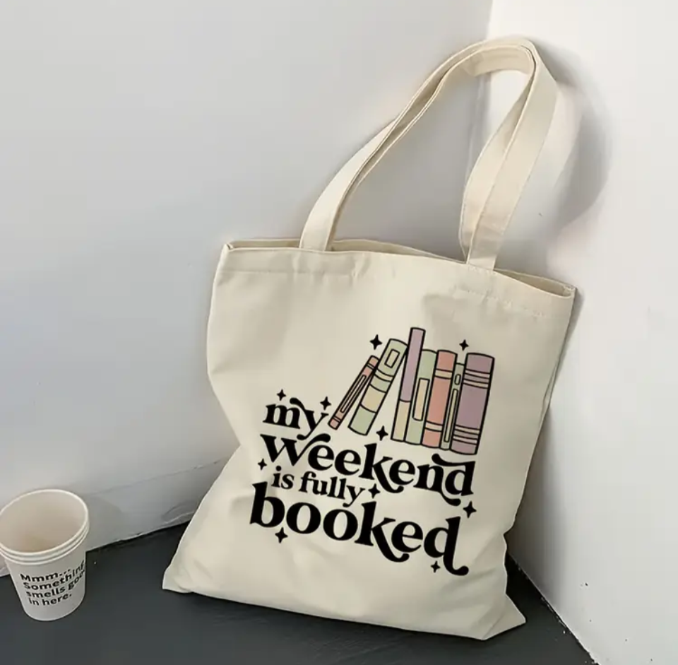 Bookish tote bag for book lovers with library tote design