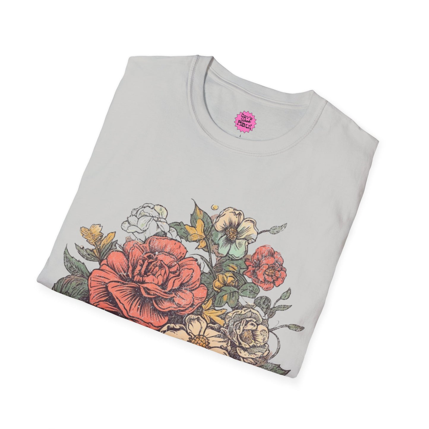 Vintage t-shirt with books and flowers for book lovers