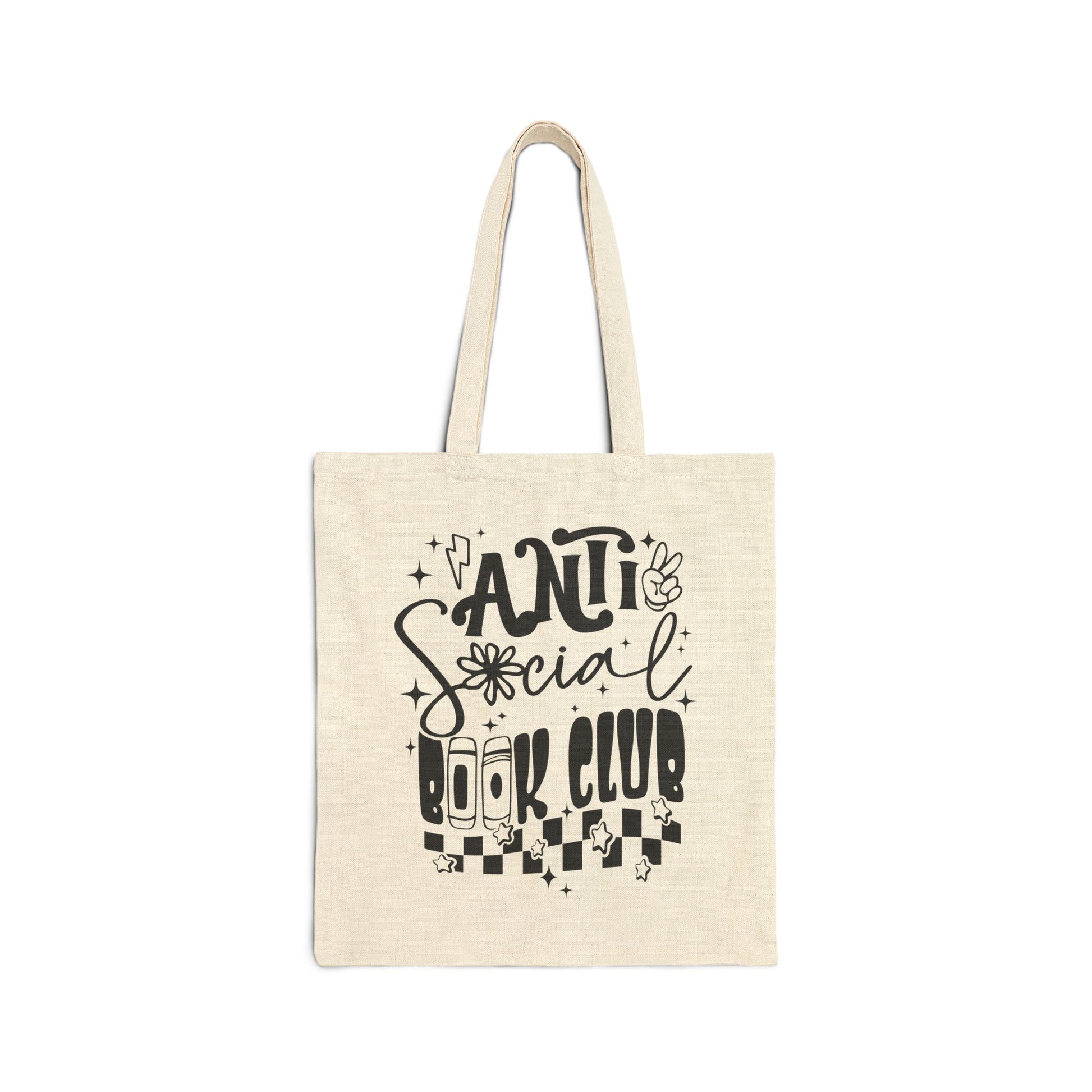 Reusable tote bag for book lovers with a literary design